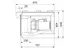 Zeichnung eines Strömungsbeschleunigers von Grundfos mit technischen Details und Abmessungen. Ansichten zeigen Motor und Anschlussmöglichkeiten.